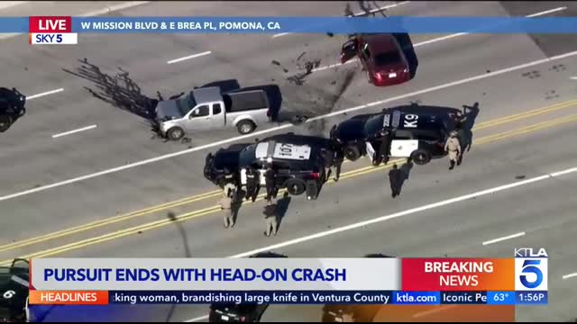 CHP pursuit ends with head-on crash