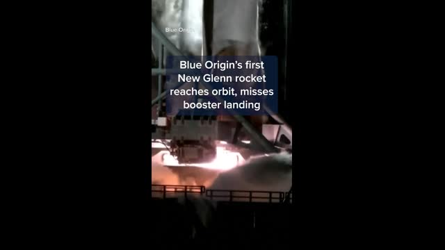 Blue Origin's first New Glenn rocket reaches orbit, misses booster landing