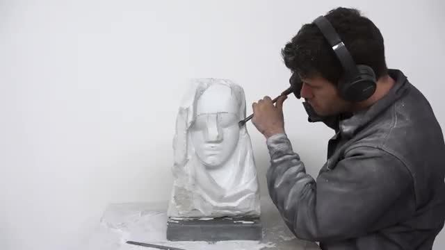 How I carved a marble head without a model   Stone carving process