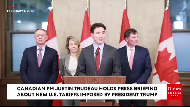 BREAKING NEWS PM Justin Trudeau Publicly Responds To Trump's New U.S. Tariffs On Canada