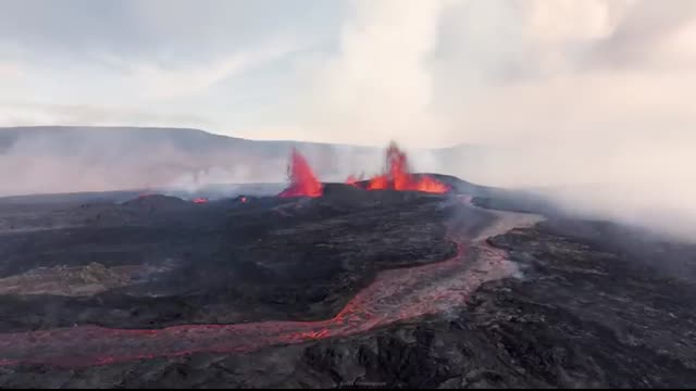 25.8.24 Day 4 drone footage from the new volcano eruption in Iceland, live stream highlights