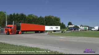 World's largest semi truck convoy in Wisconsin 200+ semi trucks, Special Olympics Convoy