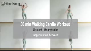 30 MIN WALKING CARDIO WORKOUT   Intense Full Body Fat Burn at Home ~ Emi