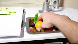 Learn Fruit and Vegetable Names for Kids with Toy Kitchen Cooking Party!