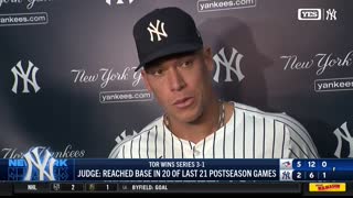 Aaron Judge meets the media after Game 4 loss