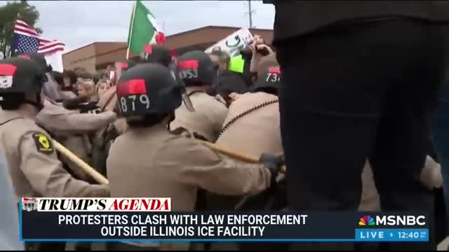 'Americans want to deliver a message' Protestors clash with law enforcement outside ICE facility