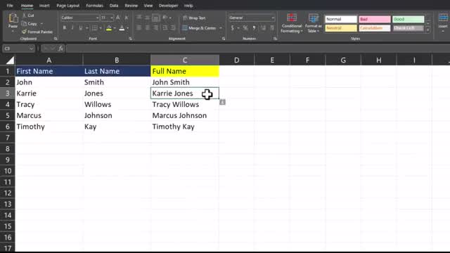 Excel Tips - Don't Use Formulas! Use Ctrl + E Instead