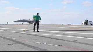 When US Navy Pilots Miss the Arrestor Cables During Aircraft Carrier Landing