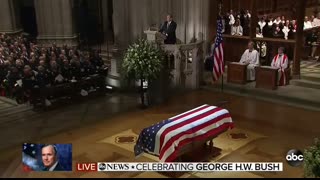George W. Bush eulogizes his father through tears, laughter