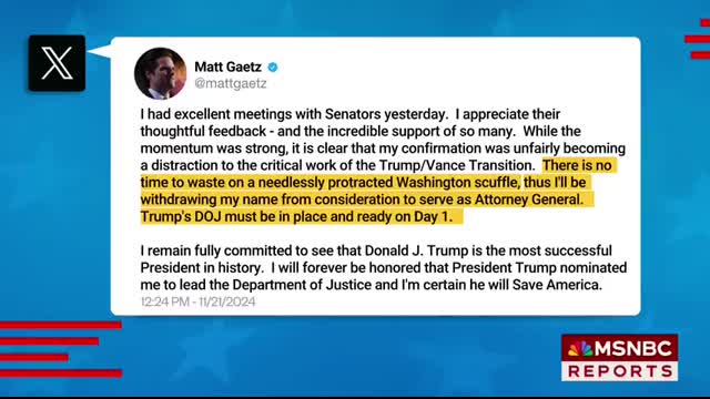 Matt Gaetz withdraws from consideration to serve as attorney general