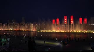 ?? 4K   Night Walk Water Show in Inner Mongolia, China ~ 4K Ultra HD