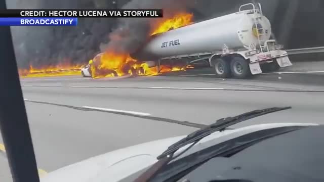 2 dead after fiery crash involving tanker truck on Northeast Extension of Pa. Turnpike
