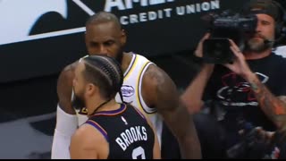 LeBron James gets SO HEATED after Dillon Brooks hit the ball at him ?