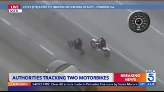 Officers chase large group of motorbike riders in L.A. County