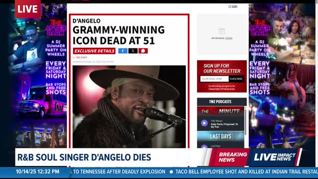 R&B singer, songwriter and producer D’Angelo, has died