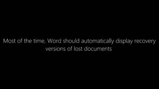 Recovering Lost Microsoft Word Documents